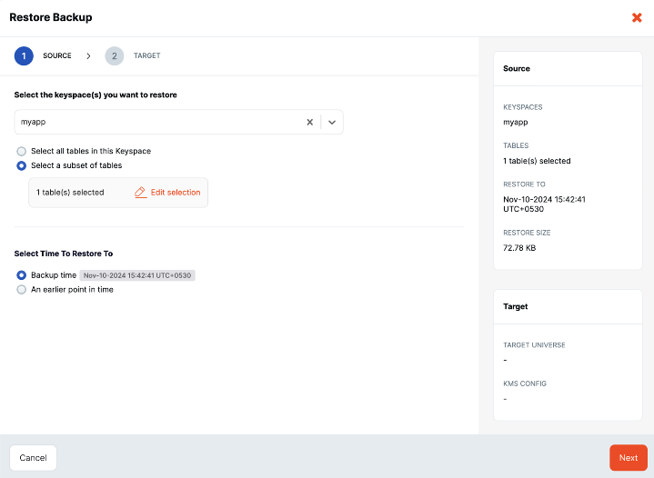 Restore backup Restore backup